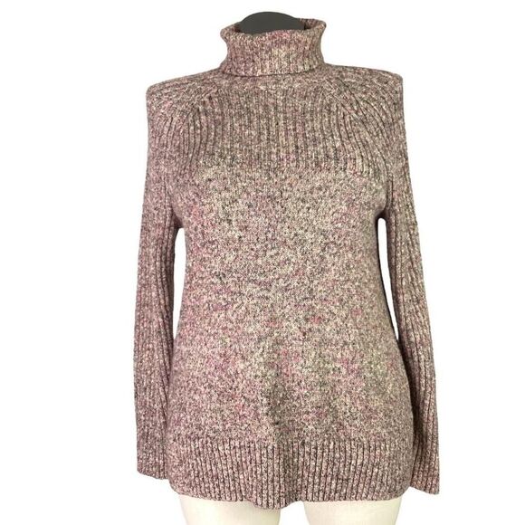 J Jill Wearever Sweater Women M Brown Turtleneck Cotton Blend Fall Casual Tunic - Picture 1 of 9